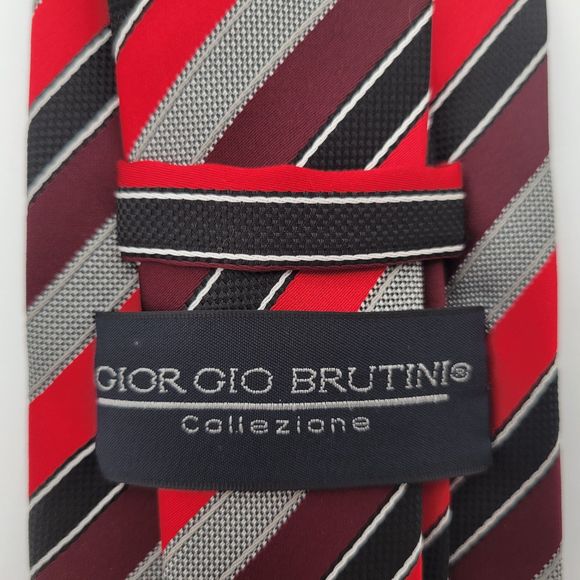 Giorgio Brutini Men's Black Red Striped Oxford Tie - Picture 6 of 6